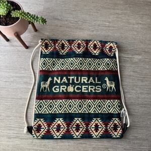 Natural Grocer Aztec Llama Print Shoulder Bag Reusable Grocery Tote Wool Acrylic